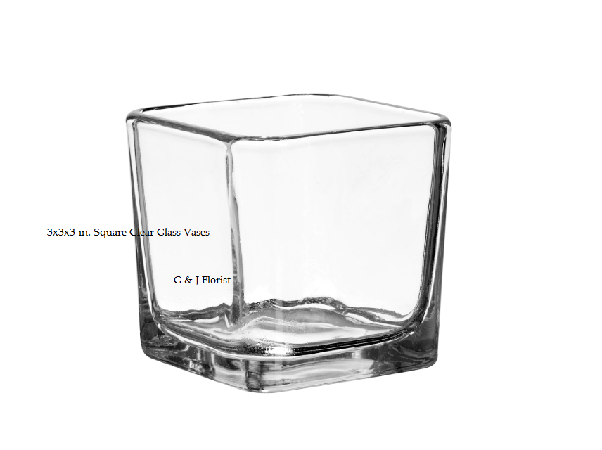 3x3x3in. Square Clear Glass Vases G & J Florist