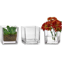 Load image into Gallery viewer, Square Clear Glass Vases collections - G &amp; J Florist
