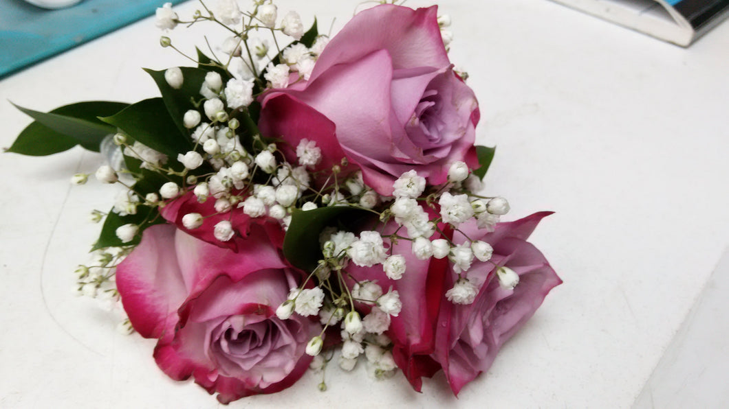 triple rose boutonniere and corsage ( Lavender ) - G & J Florist