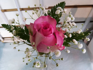single pink rose boutonniere and corsage - G & J Florist
